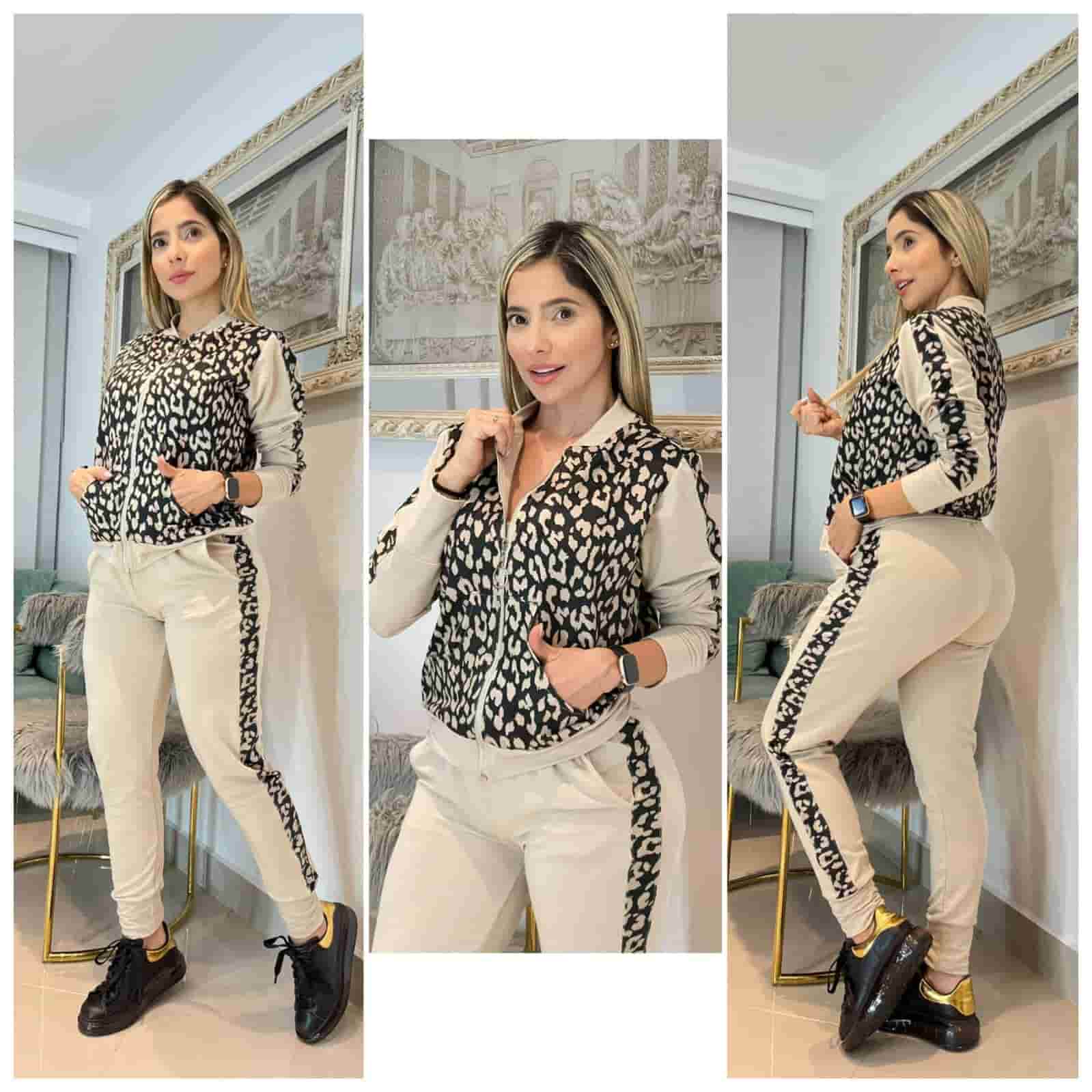 Conjunto deportivo animal print cafe