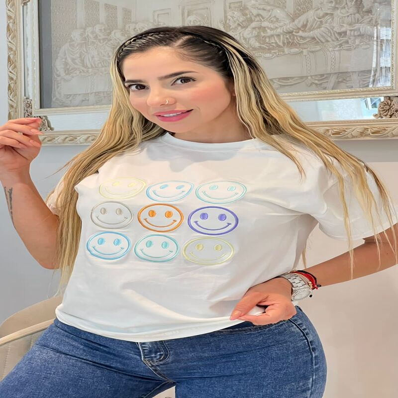 Camiseta deportiva para mujer en tela burda blanca