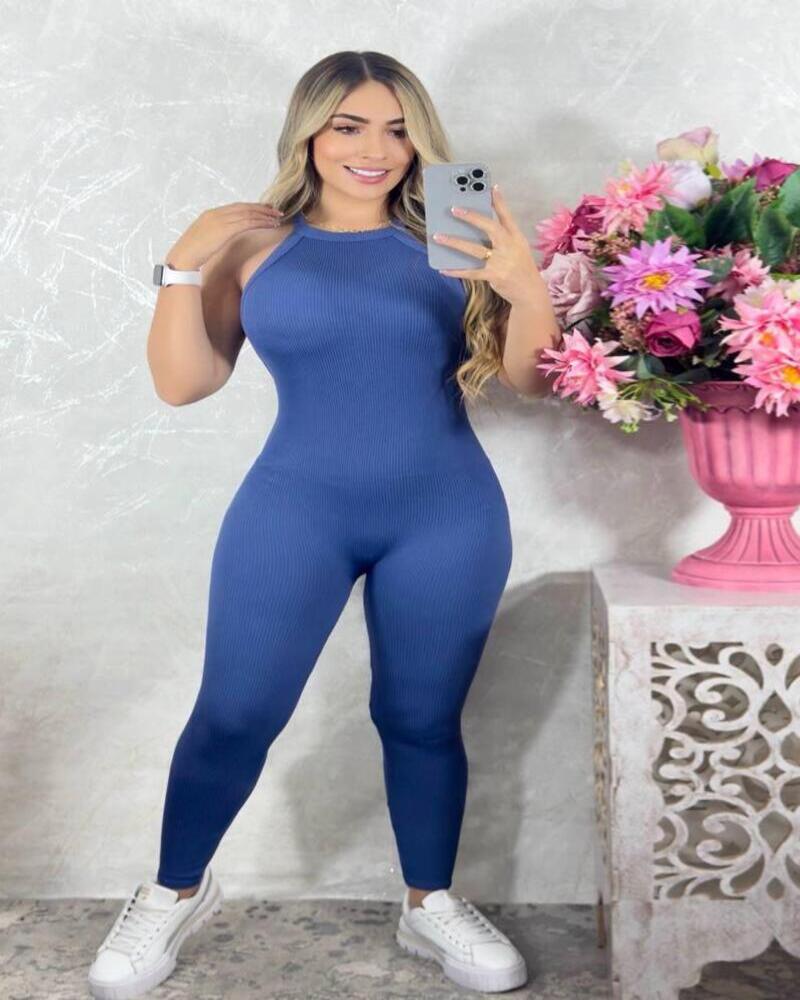 Enterizo deportivo sin costura azul