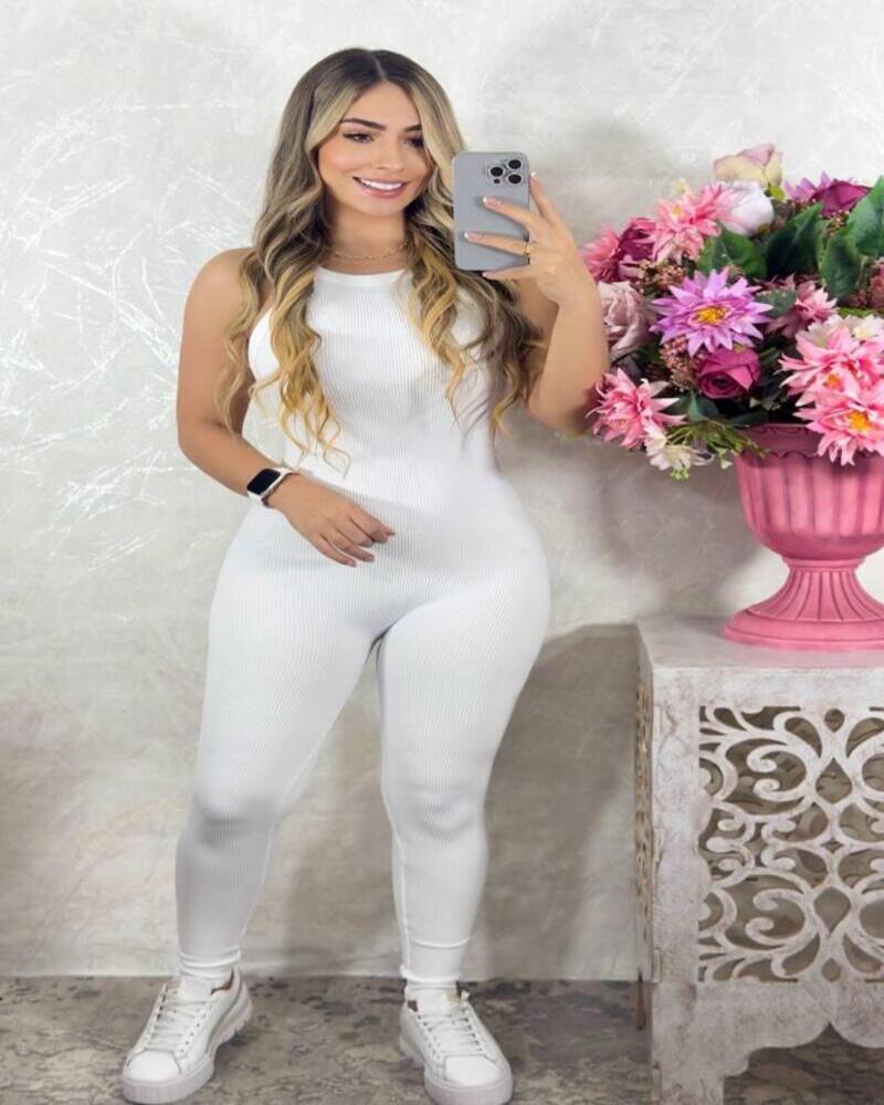 Enterizo deportivo sin costura blanco