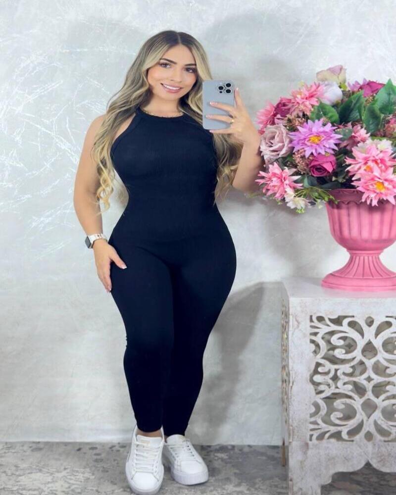 Enterizo deportivo sin costura negro