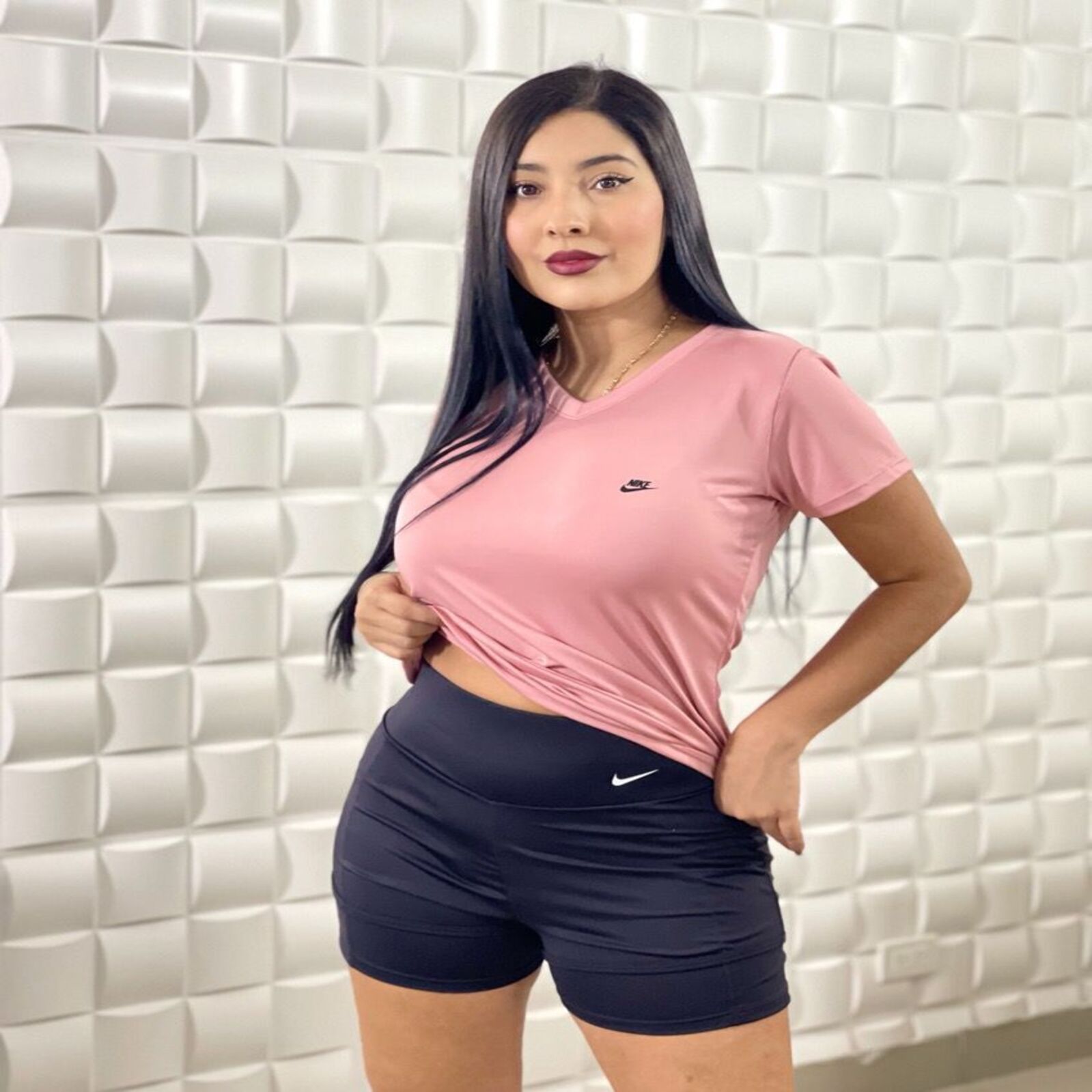Conjunto deportivo short rosa