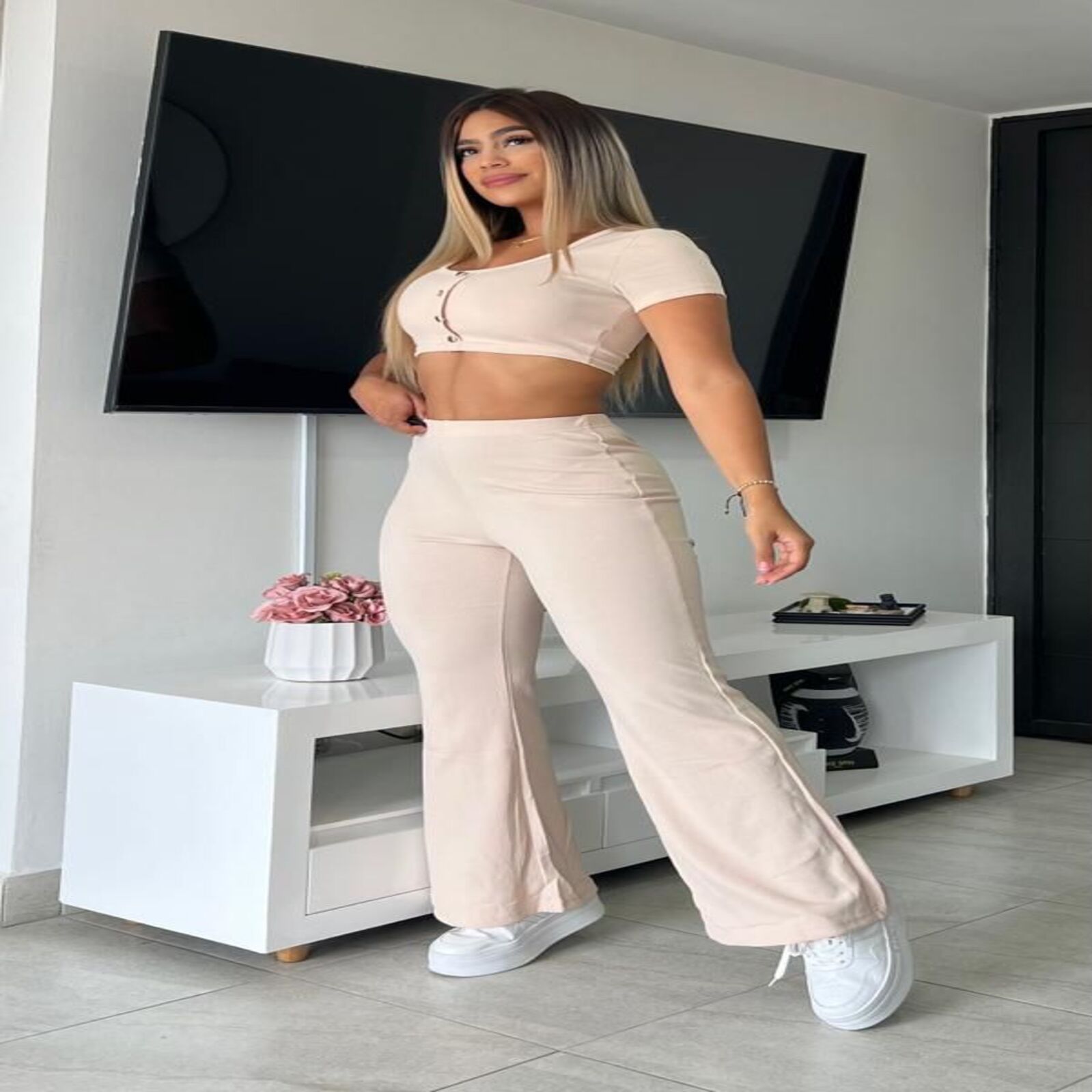 Conjunto deportivo en seda gruesa blanco