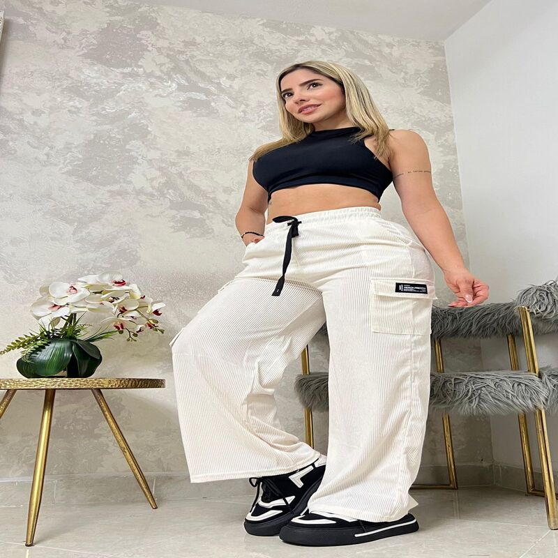 Pantalón deportivo cordoloy blanco