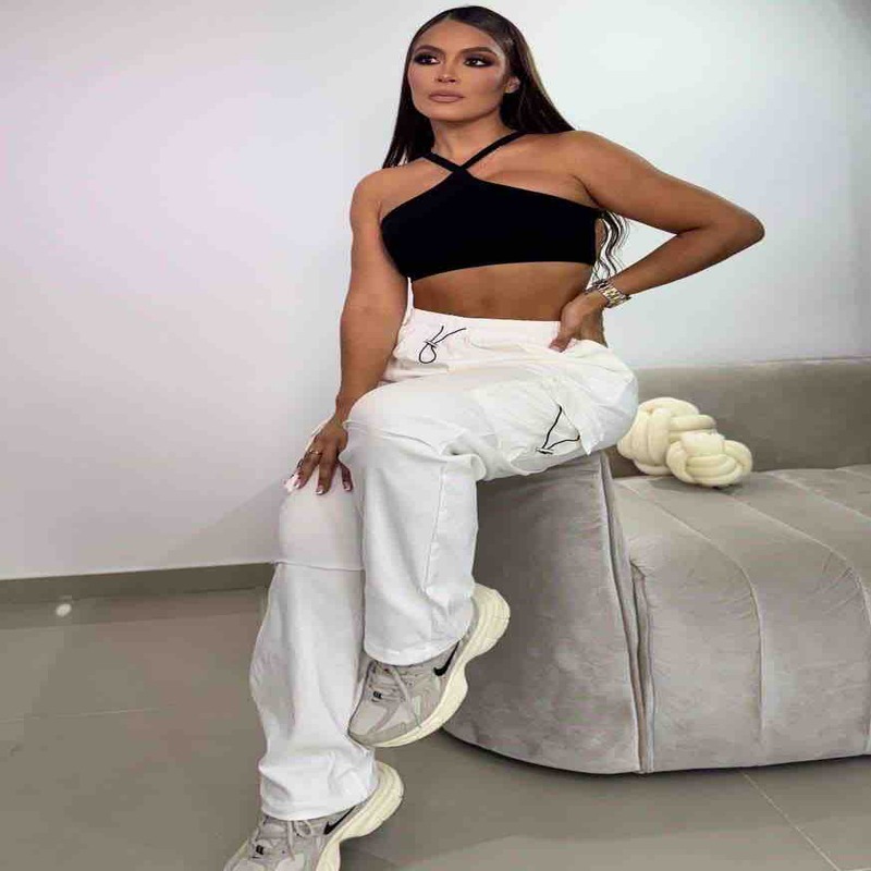 Pantalón deportivo drill licrado blanco