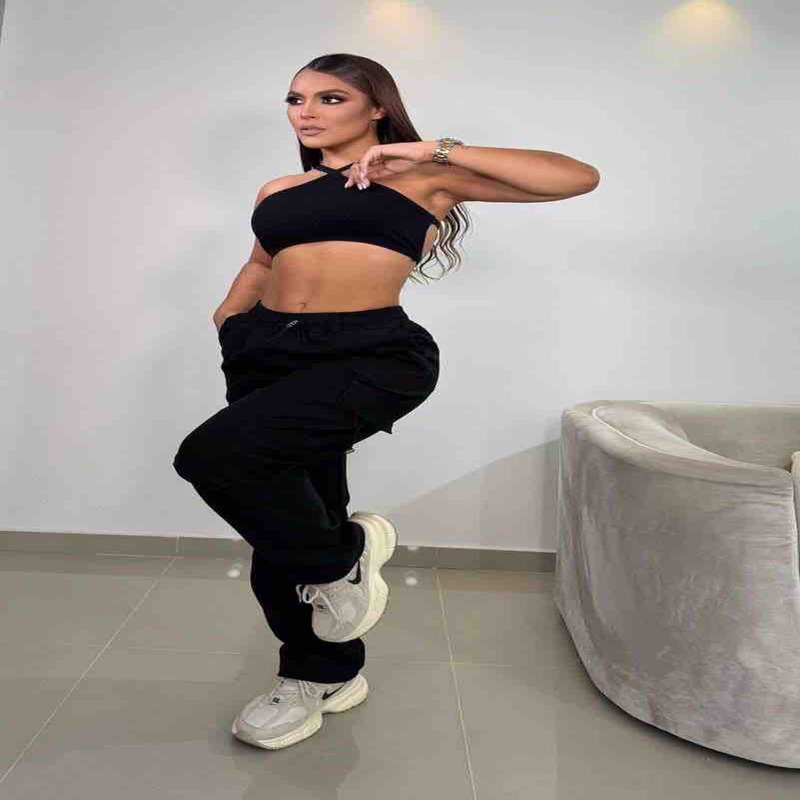 Pantalón deportivo dril licrado negro