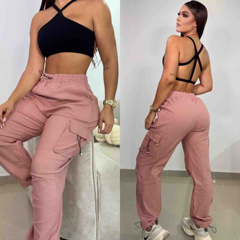 Pantalón deportivo dril licrado rosa