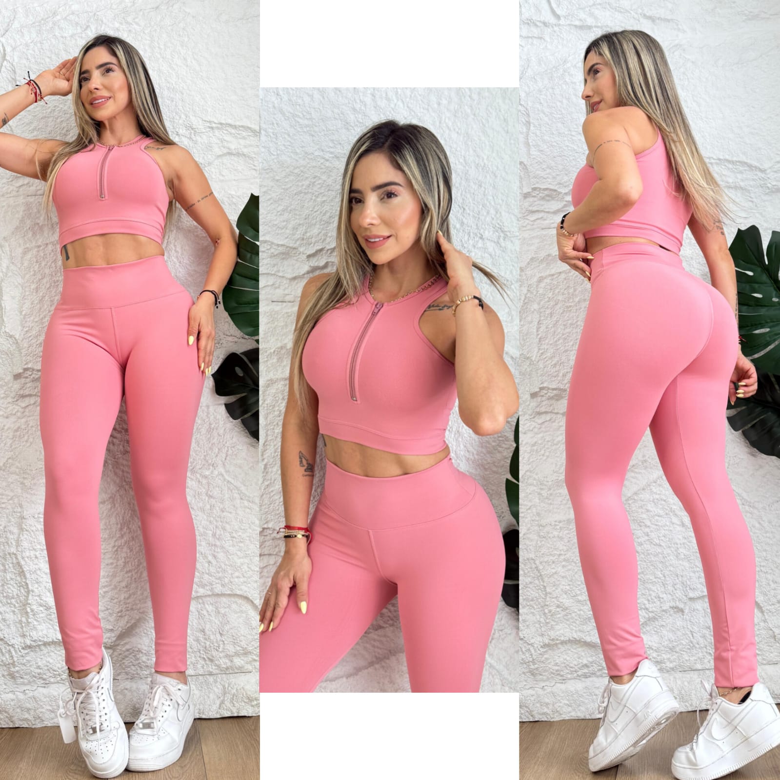 Conjunto deportivo en tela suplex rosa