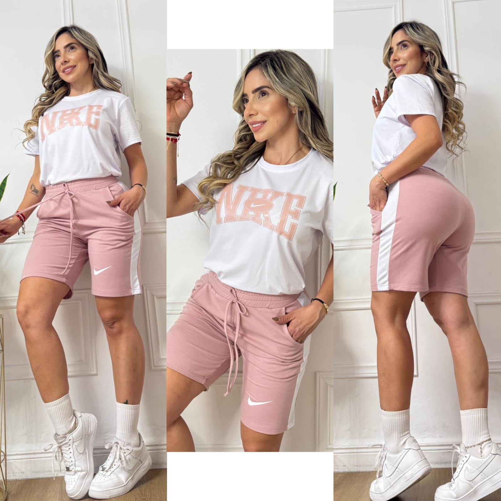 Conjunto deportivo tela burda rosa