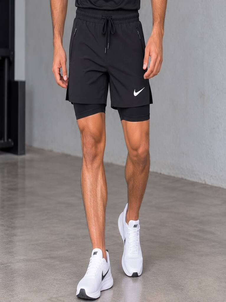 Pantaloneta deportiva licra interna negra